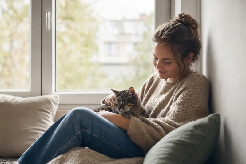 Katze in Wohnungssituation als Symbol für Haftungsrisiken im Alltag