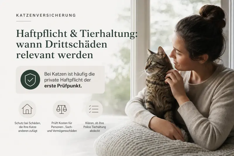 Katze in Wohnungssituation als Symbol für Haftungsrisiken im Alltag