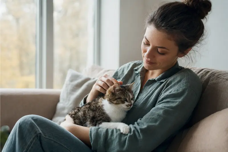 Katze liegt entspannt zu Hause – Symbol für finanzielle Absicherung und Vorsorge