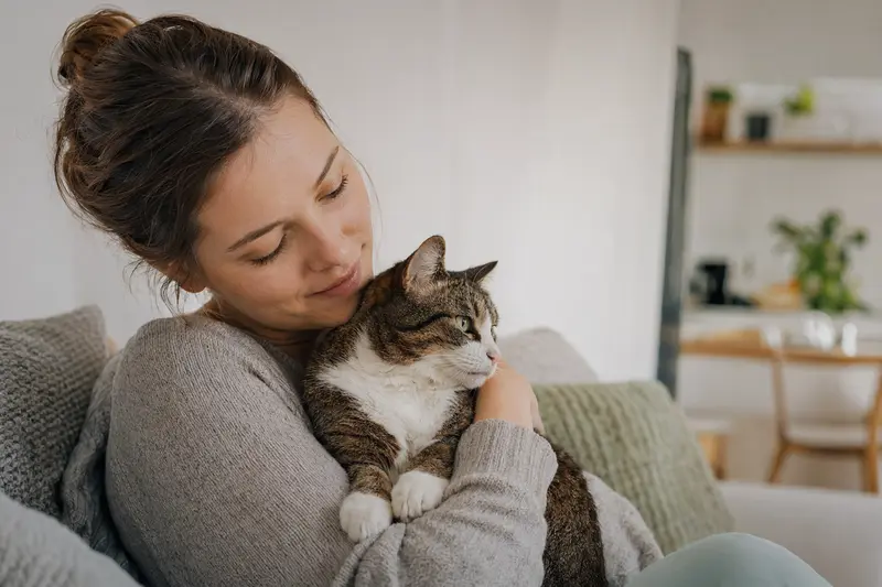 Hauskatze in ruhiger Umgebung als Symbol für Absicherung und Vorsorge