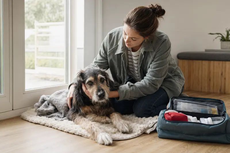Hund in ruhiger Umgebung, Symbolbild für Notfallvorbereitung und schnelle Orientierung
