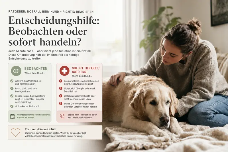 Hund in einer akuten Situation – Halter verschafft sich Überblick und bereitet den Tierarztbesuch vor
