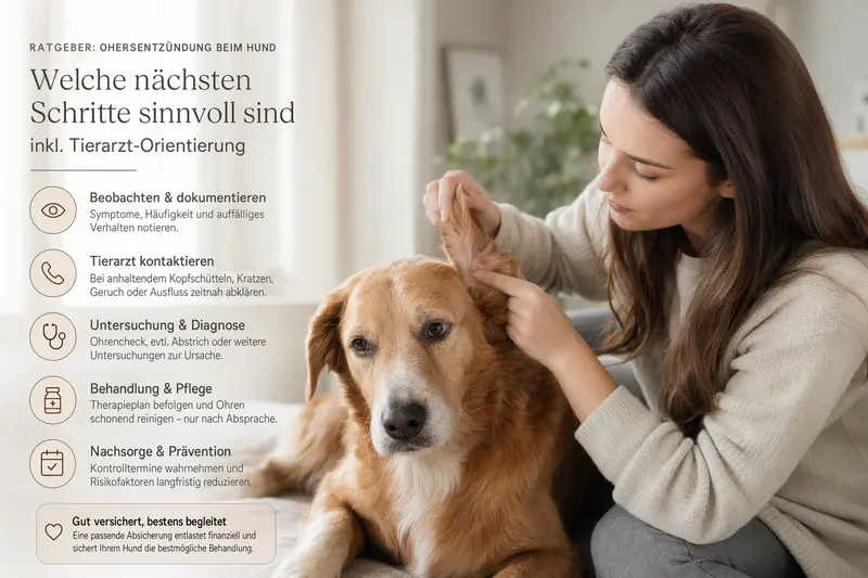 Hund wird am Ohr untersucht