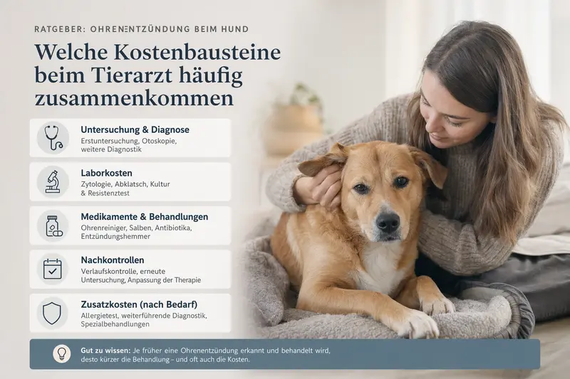 Hund mit aufmerksamem Blick, Fokus auf Ohrbereich als Symbol für Ohrbeschwerden
