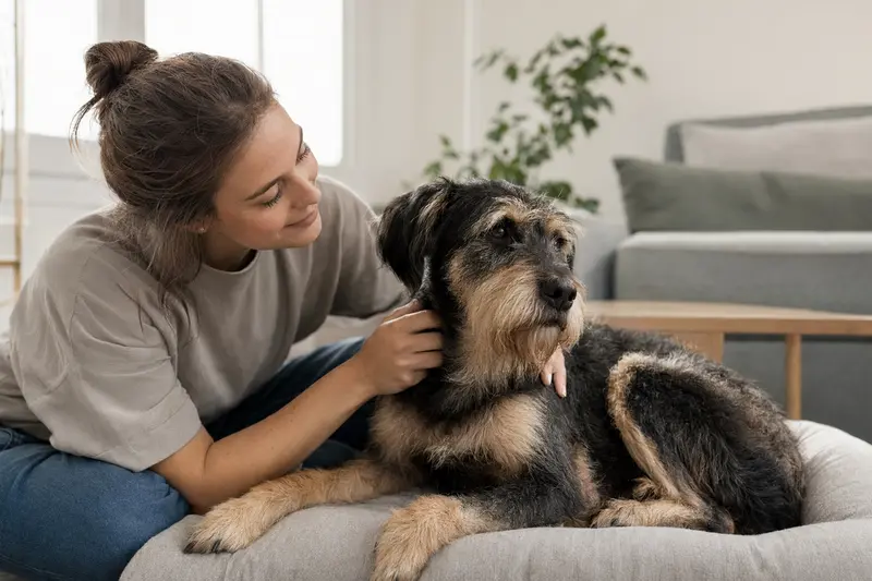 Hund wird am Fell kontrolliert – Orientierung zu Parasiten und Gesundheitsrisiken