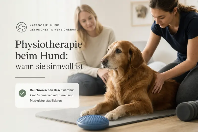 Hund bei einer physiotherapeutischen Behandlung in ruhiger Praxisumgebung