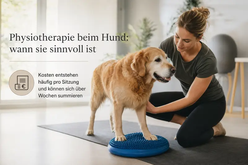 Hund bei einer physiotherapeutischen Behandlung in einer Praxis