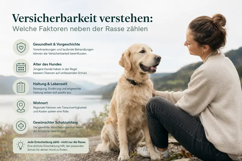 Hund unterschiedlicher Rassen als Symbol für rassenbezogene Versicherungsorientierung