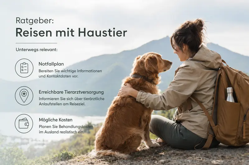 Hund und Katze auf Reisen mit Gepäck – Symbolbild für Auslandsreise und Vorbereitung