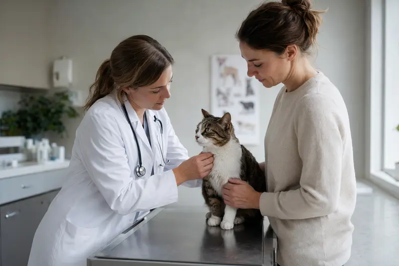 Katze in tierärztlicher Untersuchungssituation zur Einordnung von Tierarztkosten