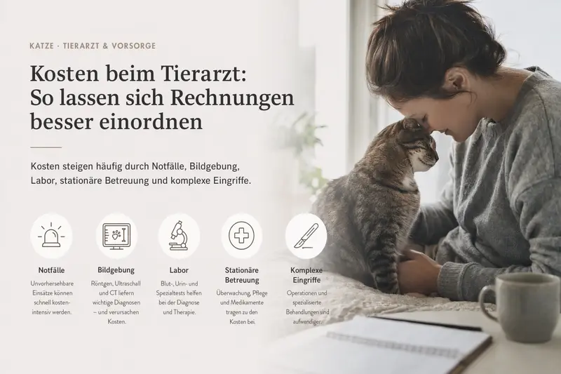 Katze in tierärztlicher Untersuchungssituation zur Einordnung von Tierarztkosten