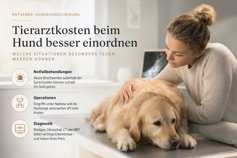 Hund in Tierarztpraxis zur Einordnung von Tierarztkosten und Absicherung