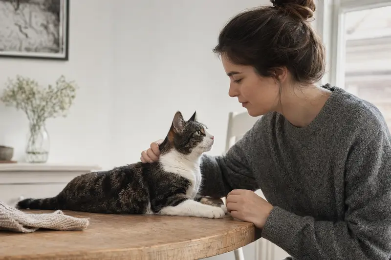 Katze in tierärztlicher Untersuchungssituation