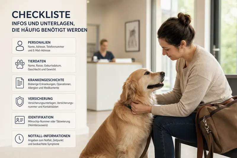 Hund in einer Tierklinik-Situation mit Fokus auf Notdienst-Orientierung