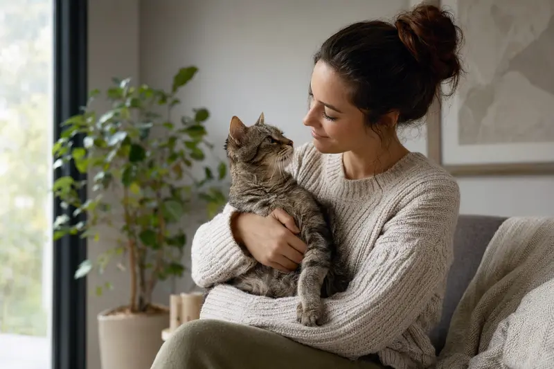 Katze liegt entspannt zu Hause – Symbol für planbaren Versicherungsschutz
