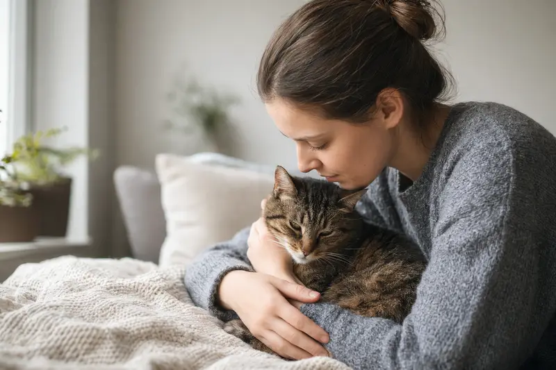 Katze beim entspannten Gesundheitscheck zu Hause