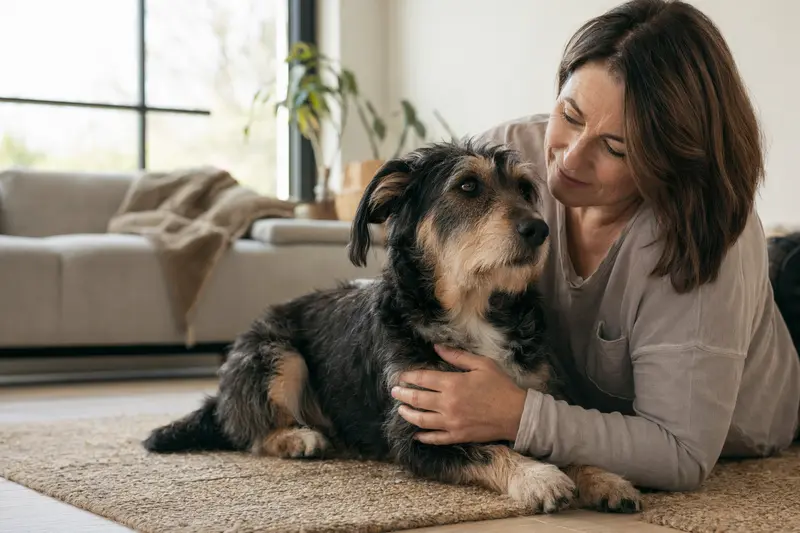 Hund bei einer Vorsorgeuntersuchung in einer Tierarztpraxis
