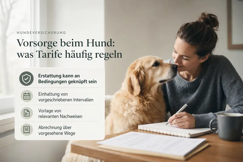 Hund beim Tierarzt: Vorsorgeuntersuchung als Beispiel für Vorsorgeleistungen