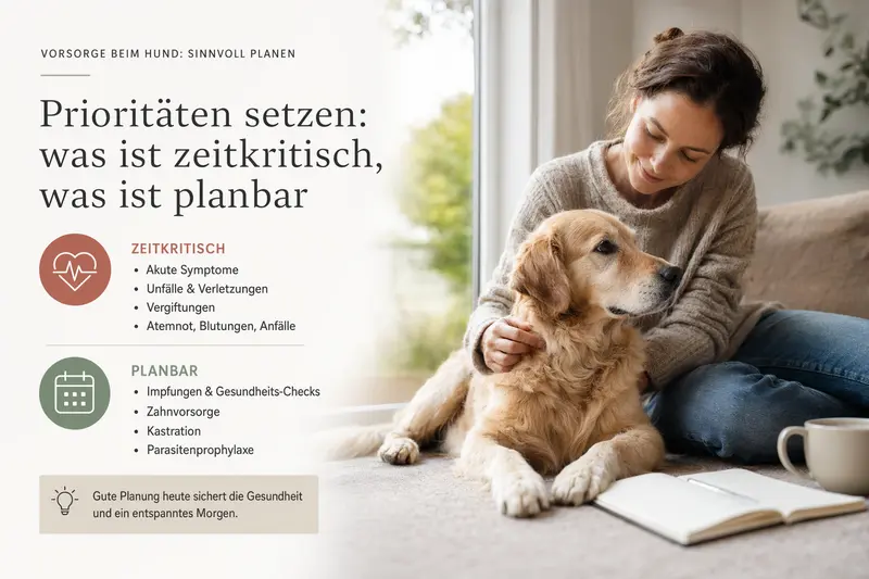 Hund bei einer Vorsorgeuntersuchung in einer Tierarztpraxis