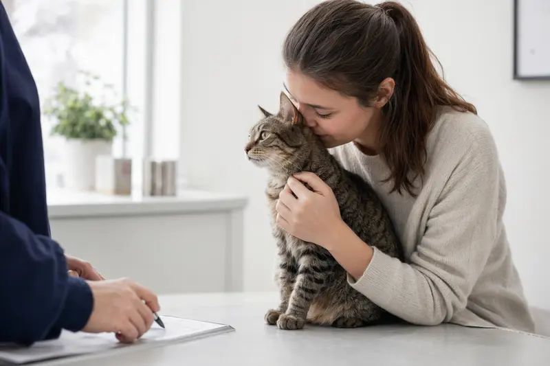Katze beim Tierarzt im Rahmen einer Vorsorgeuntersuchung