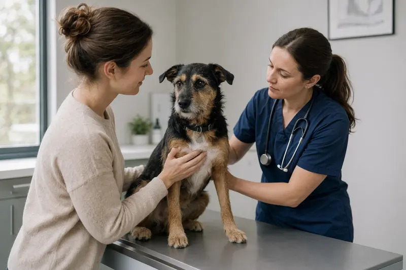 Hund beim Tierarzt zur Vorsorgeuntersuchung