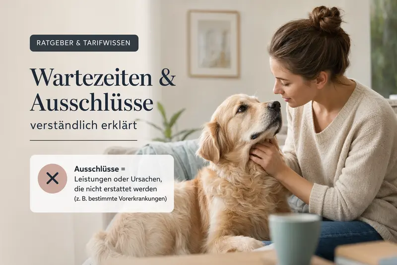 Hund beim Tierarzt – Symbolbild für Leistungsbeginn, Wartezeit und Ausschlüsse