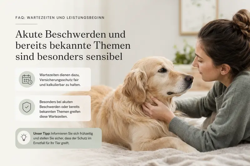 Kalender und Tierarztunterlagen als Symbol für Wartezeit und Leistungsbeginn