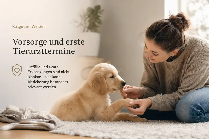 Welpe beim Tierarzt zur Vorsorgeuntersuchung