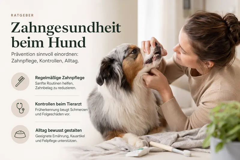 Hund mit Fokus auf Maul- und Zahnbereich bei einer Gesundheitskontrolle