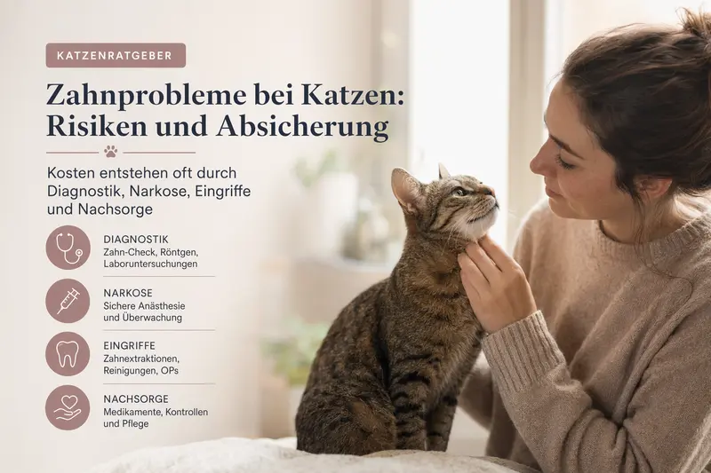 Katze beim Tierarzt: Untersuchung im Maulbereich als Symbol für Zahnprobleme