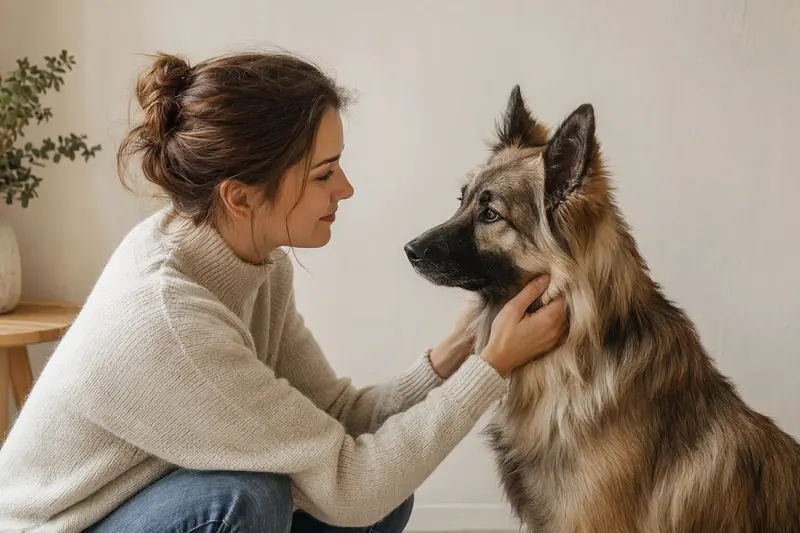 Ein schöner Bisben Hund steht aufmerksam vor hellem Hintergrund und zeigt die typische Körperform der Rasse.