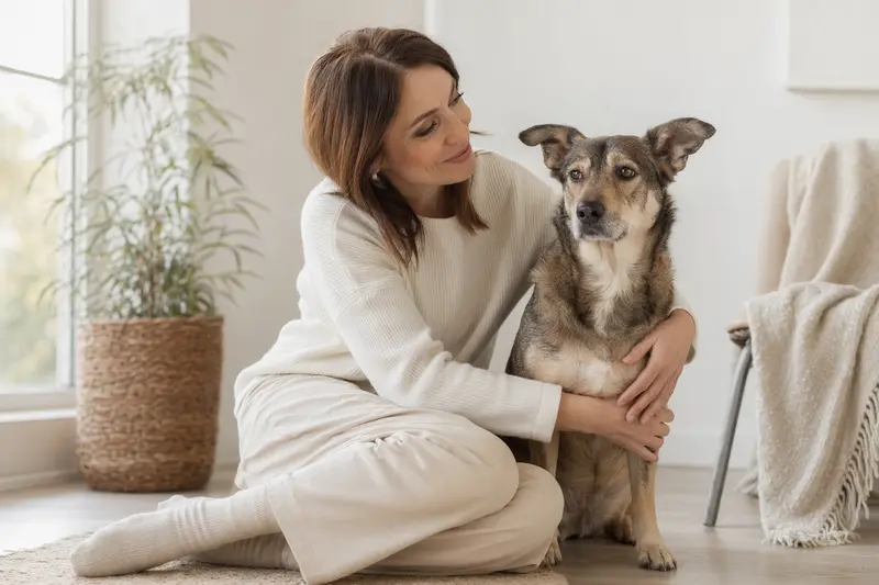 Mocano Hund steht aufmerksam in natürlicher Haltung vor hellem Hintergrund, als realistisches Tierportrait für einen Ratgeber zur Hundegesundheit und Versicherung.