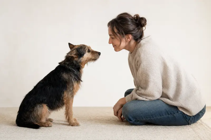 Ein aufmerksamer Terrier Brasileiro steht in natürlicher Haltung vor hellem Hintergrund und zeigt die typischen Merkmale der Rasse.