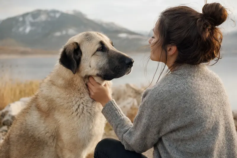 Türkischer Hirtenhund steht aufmerksam in natürlicher Haltung vor hellem Hintergrund, als realistisches Hundeportrait für einen Ratgeber zur Hundeversicherung.